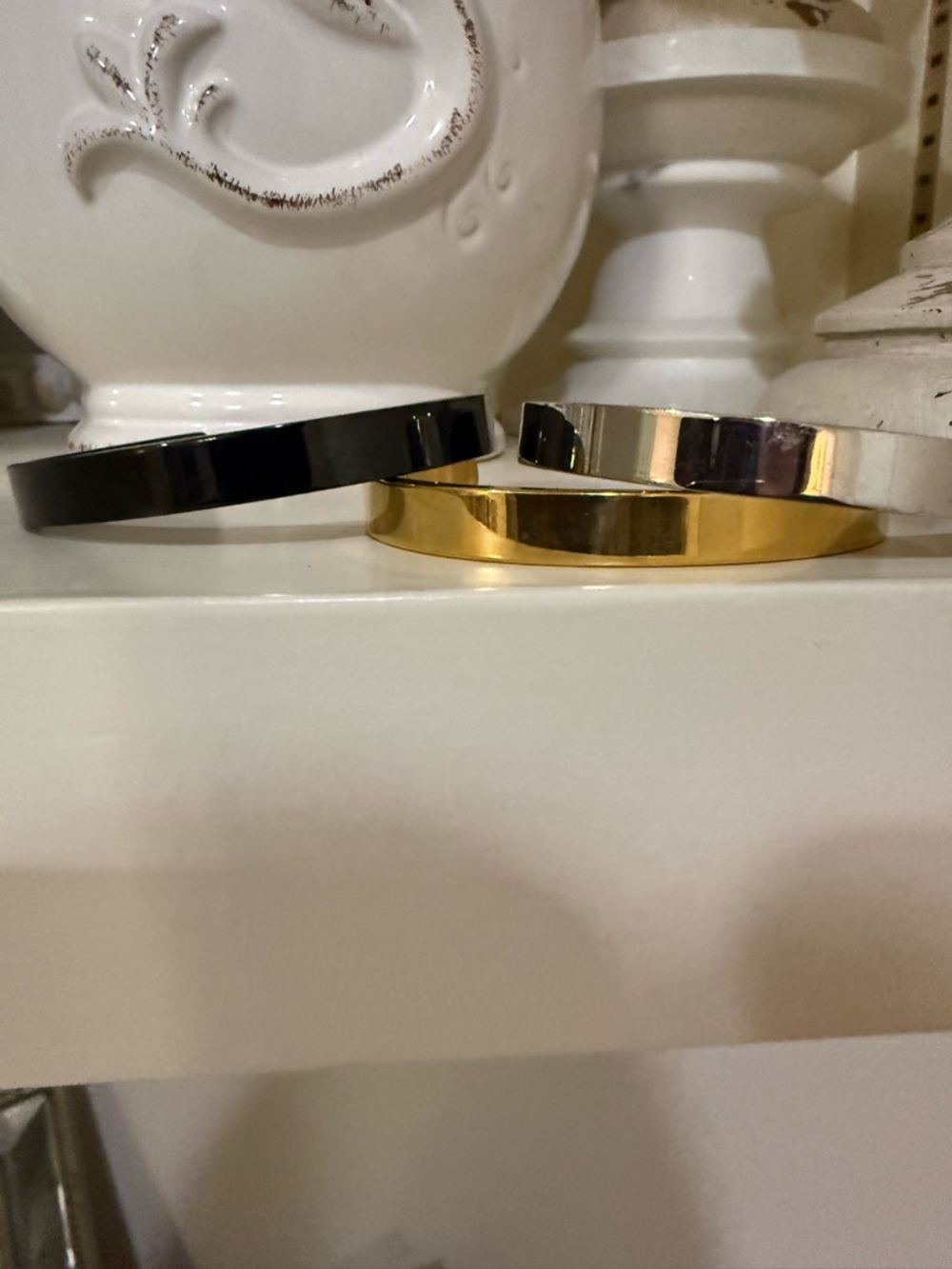 Set of 3 Open Cuffs - Stainless Steel Black Gold Silver - Unisex - Picture 4 of 10